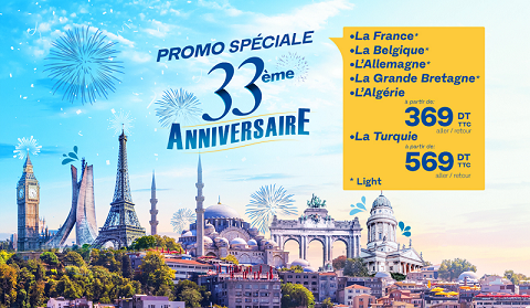 Nouvelair lance une promo à l’occasion de son anniversaire à partir de 369 dinars
