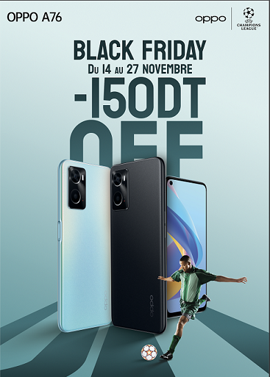 OPPO offre une remise exceptionnelle sur ses smartphones A76 à l’occasion du Black Friday en Tunisie