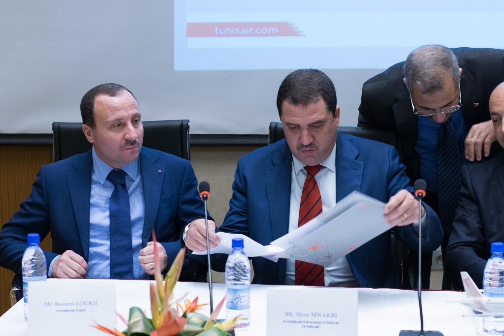 Bassem Loukil, président du TABC et Ilyès Mnakbi, PDG de Tunisair