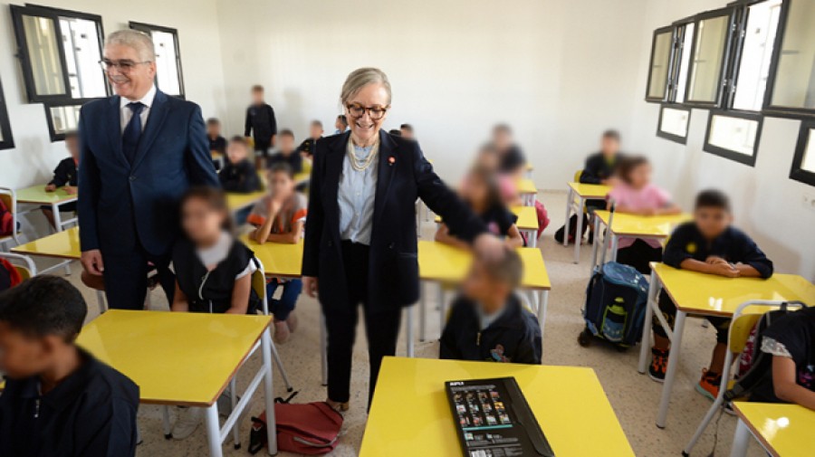 Bouden et Sellaouti à l'ouverture du complexe scolaire de Bhar Lazreg