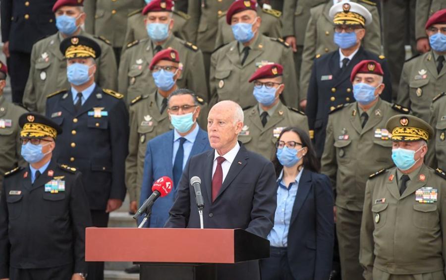 Kaïs Saied  visite  l'Académie militaire de Fondouk Jedid