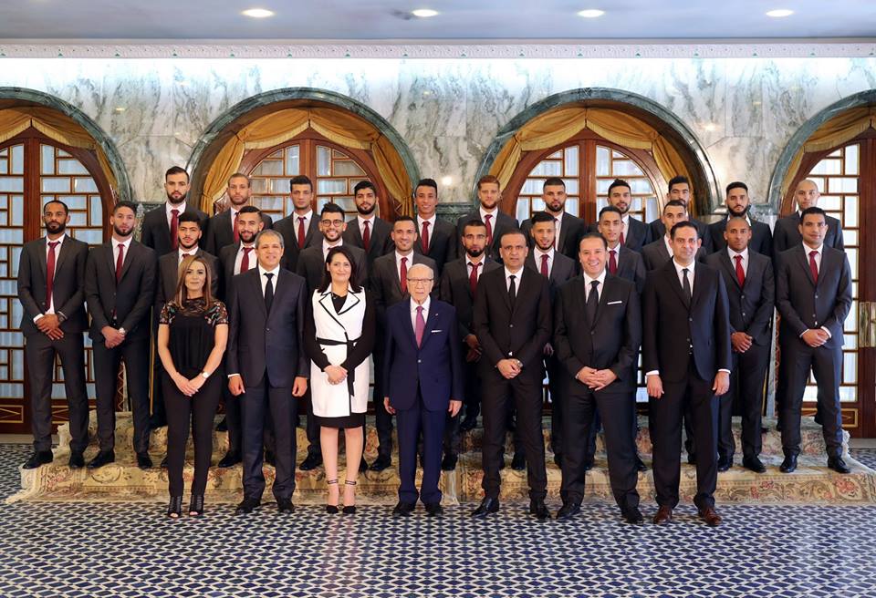 Béji Caïd Essebsi reçoit les Aigles de Cartahge, avant leur départ pour la Russie