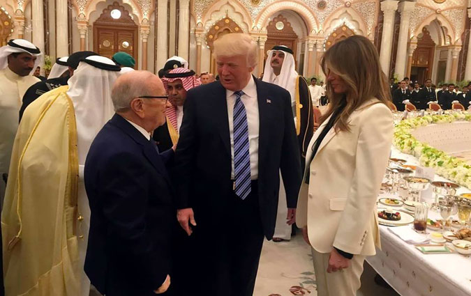 A Ryadh : Rencontre impromptue Béji Caïd Essebsi et le couple Trump