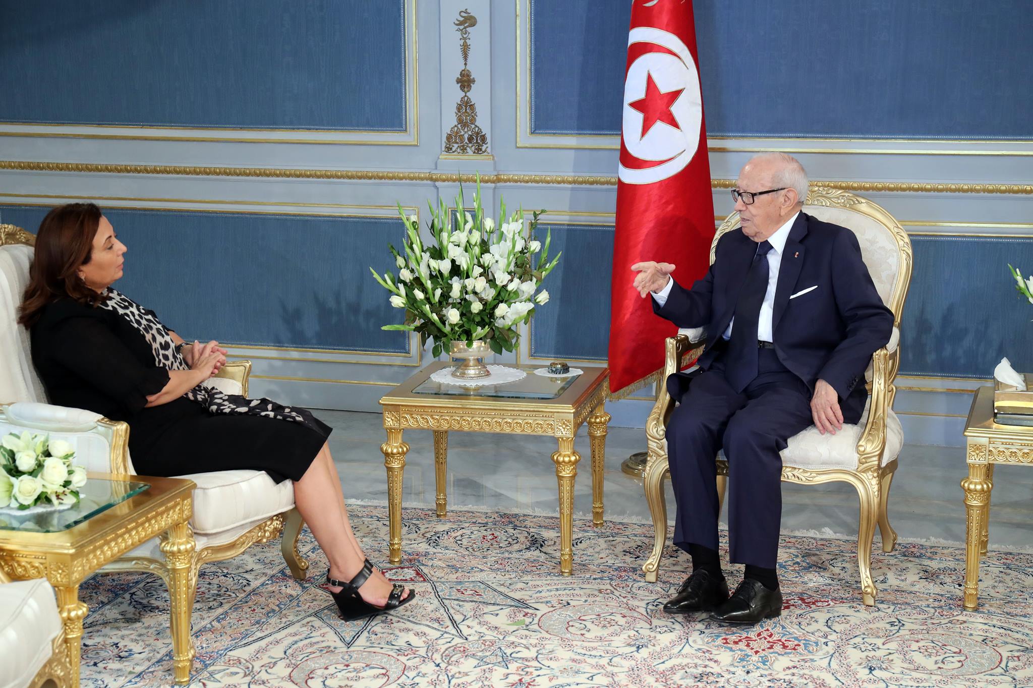 Béji Caïd Essebsi s’entretient avec Wided Bouchamaoui
