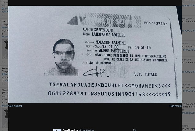 Le terroriste de Nice a passé à sa famille 84.000 Livres sterlings avant de tuer 84 personnes