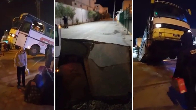 Bir El Kassaa: Un bus chute dans un trou