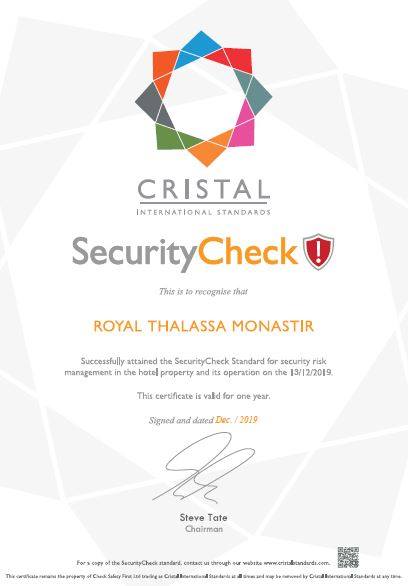 Cristal International Standards accorde sept certifications à l’Hôtel Royal Thalassa Monastir