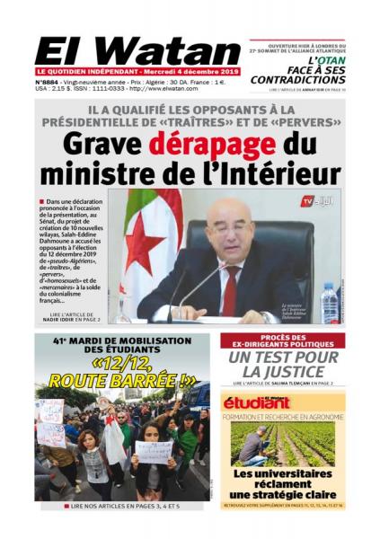 Algérie : grave dérapage du ministre de l’intérieur qui traite les opposants à la présidentielle d'homosexuels