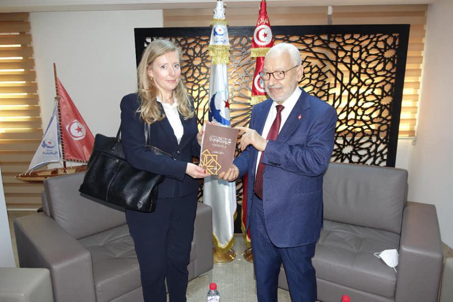 Rached Ghannouchi reçoit à Montplaisir l’ambassadrice du Royaume Uni