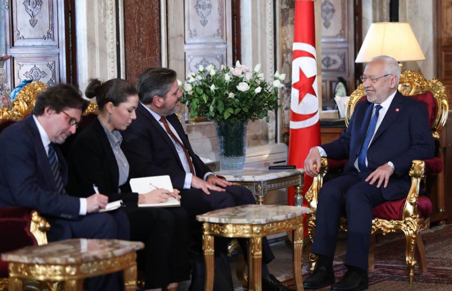 Rached Ghannouchi reçoit l'ambassadeur de Belgique