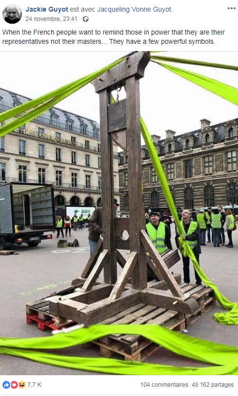 Cette photo d'une guillotine des gilets jaunes est totalement fausse