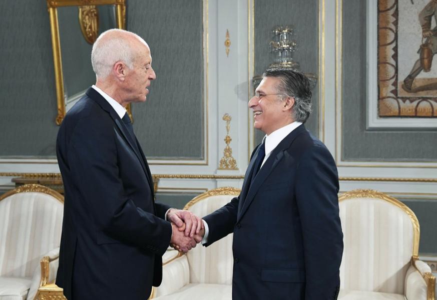 Kais Saied reçoit Rached Ghannouchi et Nabil Karoui (photos)