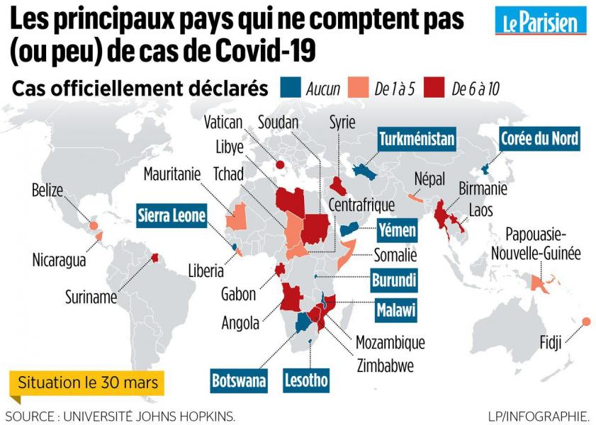 Coronavirus : ces pays qui n’ont toujours pas de cas déclaré