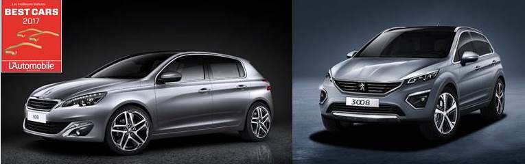 Les Peugeot 308 et 3008 remportent le prix Best Cars 2017