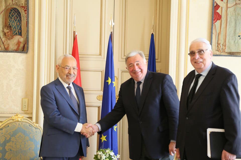 Intense activité de Rached Ghannouchi à Paris où il a été reçu par le président du Sénat