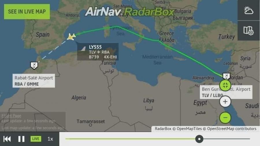 Le premier vol direct Tel-Aviv-Rabat n'a pas survolé l'espace aérien tunisien !