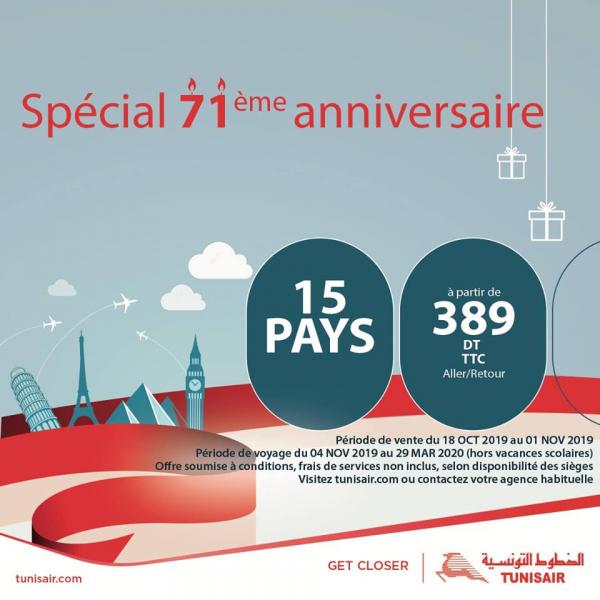 Tunisair lance une offre promotionnelle vers 15 pays 