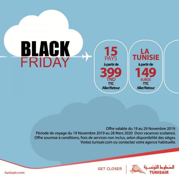 Black Friday: 15 destinations à prix réduit chez Tunisair