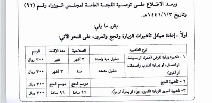 Le conseil des ministres saoudien fixe le montant des frais de visa de l’Omra