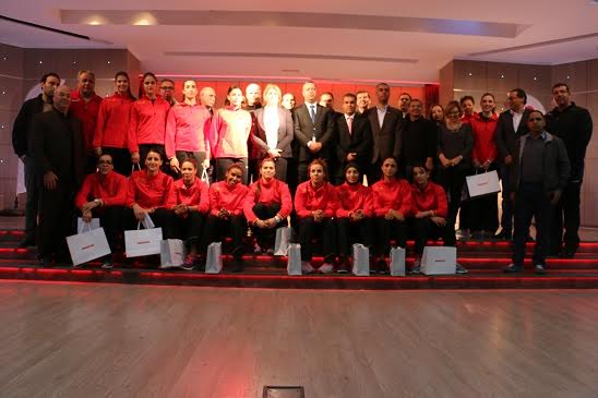 Photo souvenir de la sélection féminine de handball 