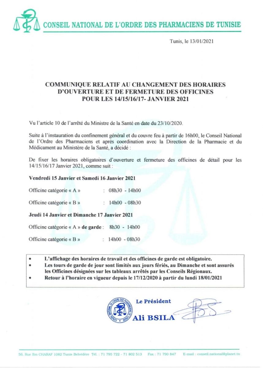 Confinement: horaire d'ouverture des pharmacies