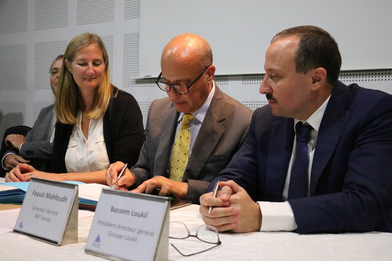 Anne-laure Béatrix, Directrice des Relations extérieures au Musée du Louvre, Faouzi Mahfoudh, Directeur Général INP Tunisie et Bassem Loukil, Président Directeur Général du groupe Loukil