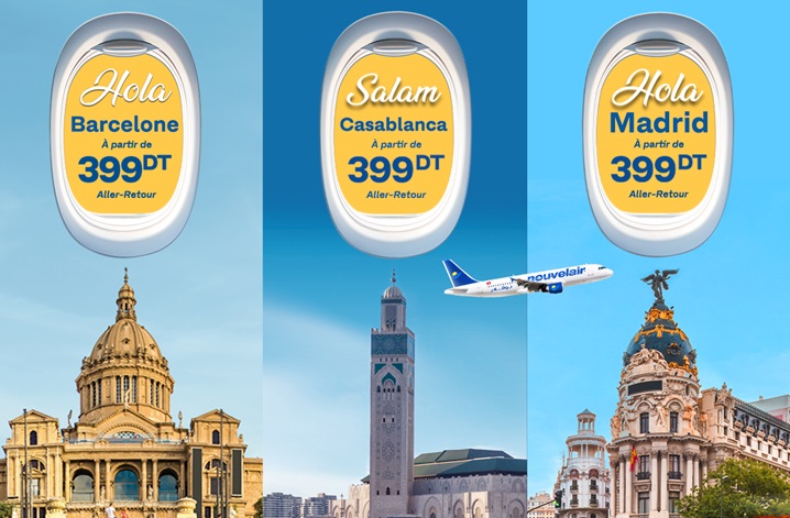 Nouvelair lance une offre promotionnelle sur Casa, Barcelone et Madrid