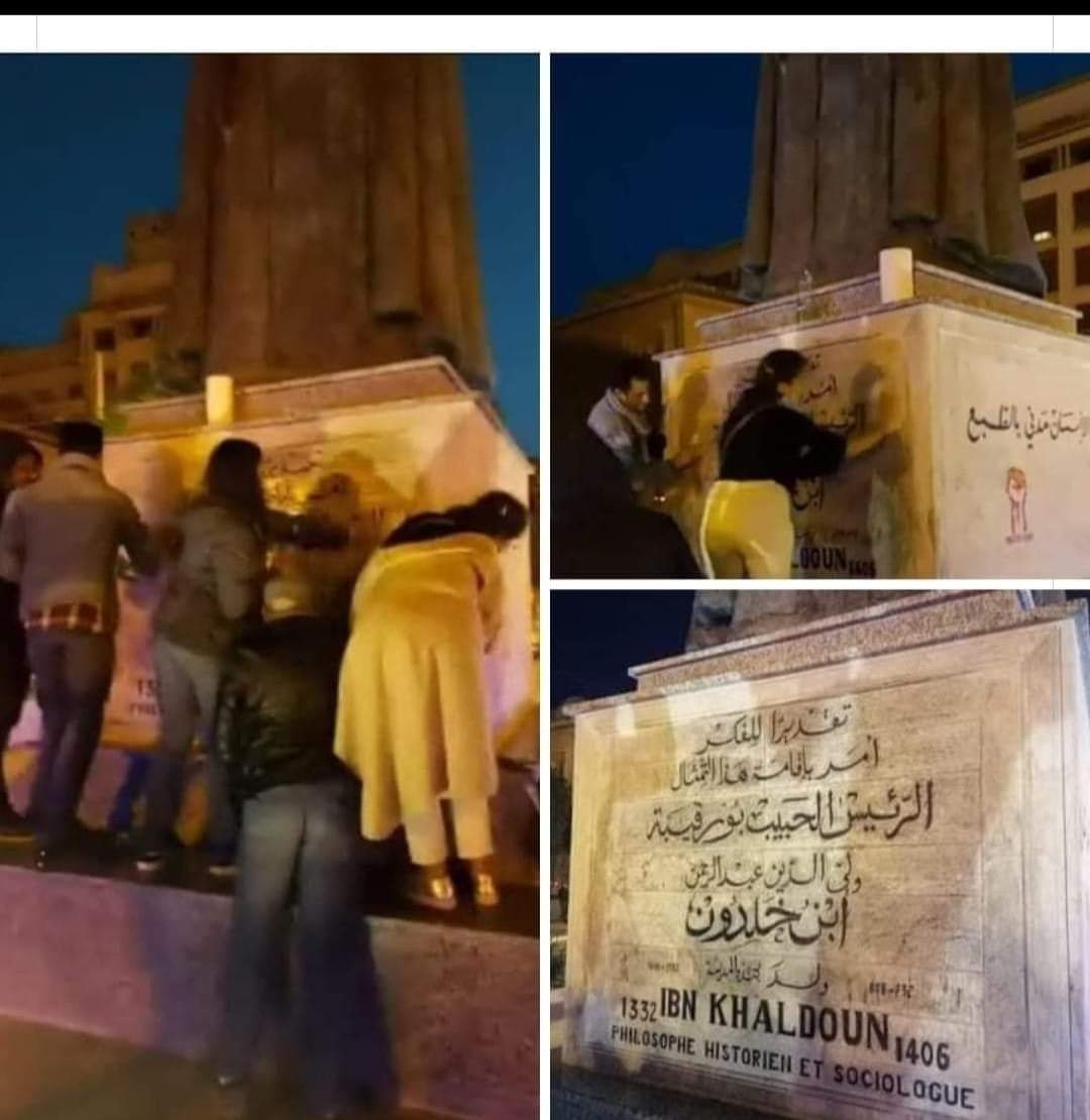 Place Ibn Khaldoun : la Statue nettoyée par des citoyens