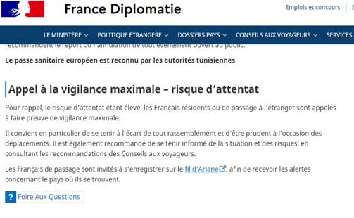 La France met en garde contre un risque élevé d'attentat en Tunisie