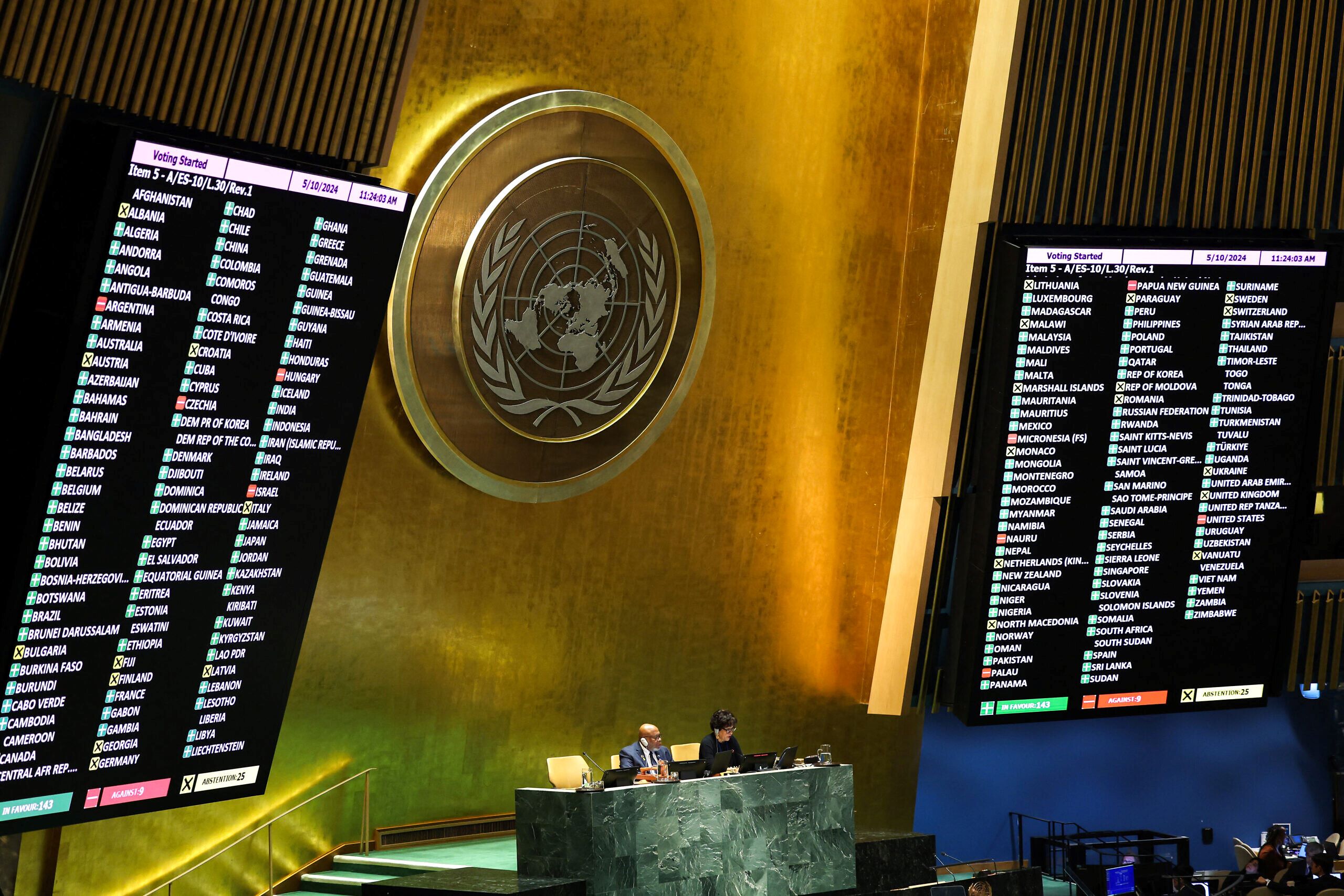 L’AG de l’ONU adopte avec une écrasante majorité la fin de l’occupation israélienne des territoires palestiniens